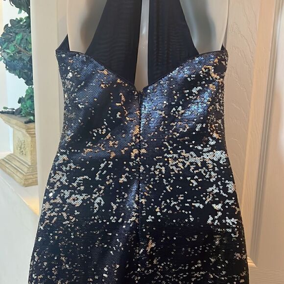 Gorgeous Women’s M cocktail New Years Eve Sequined Navy Blue Dress - Picture 10 of 16